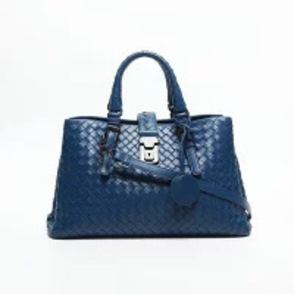 Bottega Veneta Intrecciato Roma Nappa Leather Shoulder Bag Blue